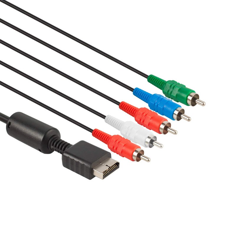 TENINYU Compatible with PS2/PS3/PS3 Slim HDTV-Ready TV HD Component AV Cable 5-Wire 6FT Black - Image 1
